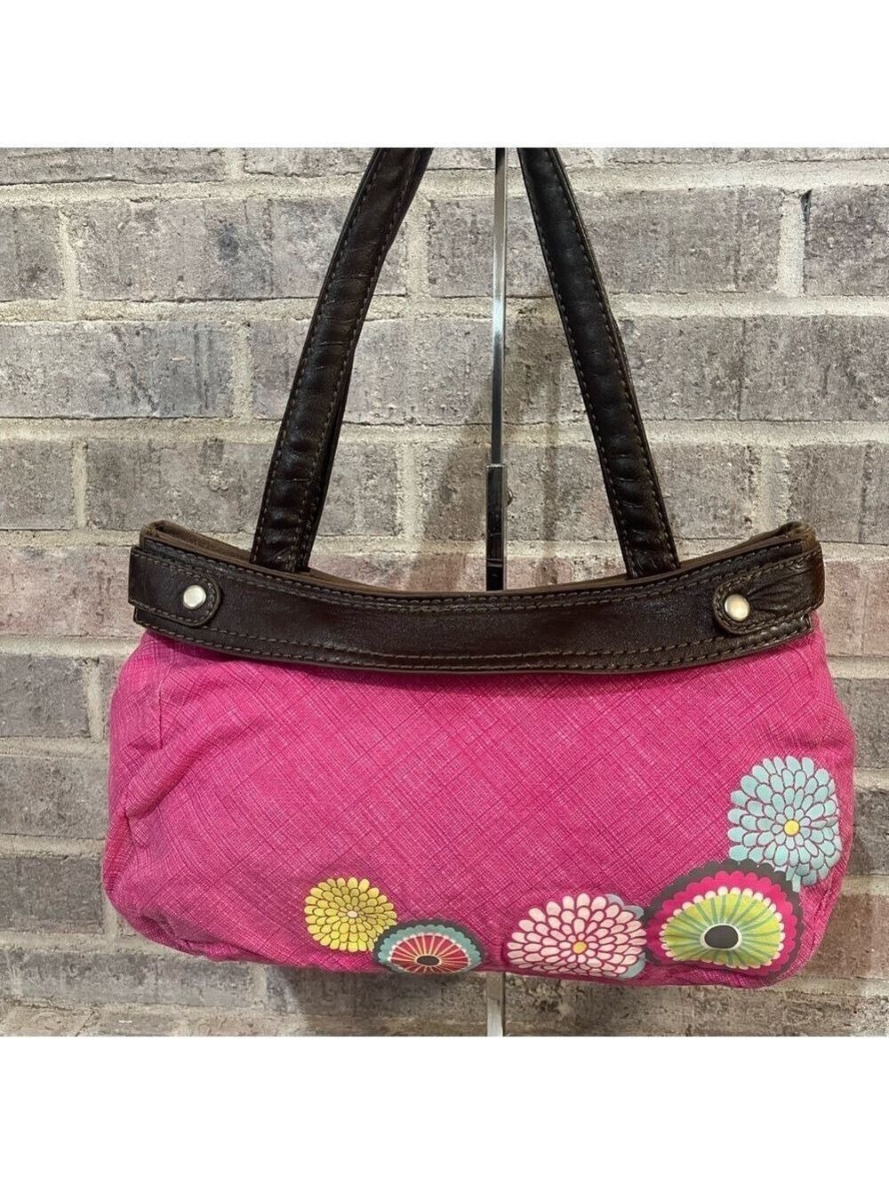 Thirty-One Pink and Brown Floral Shoulder Bag